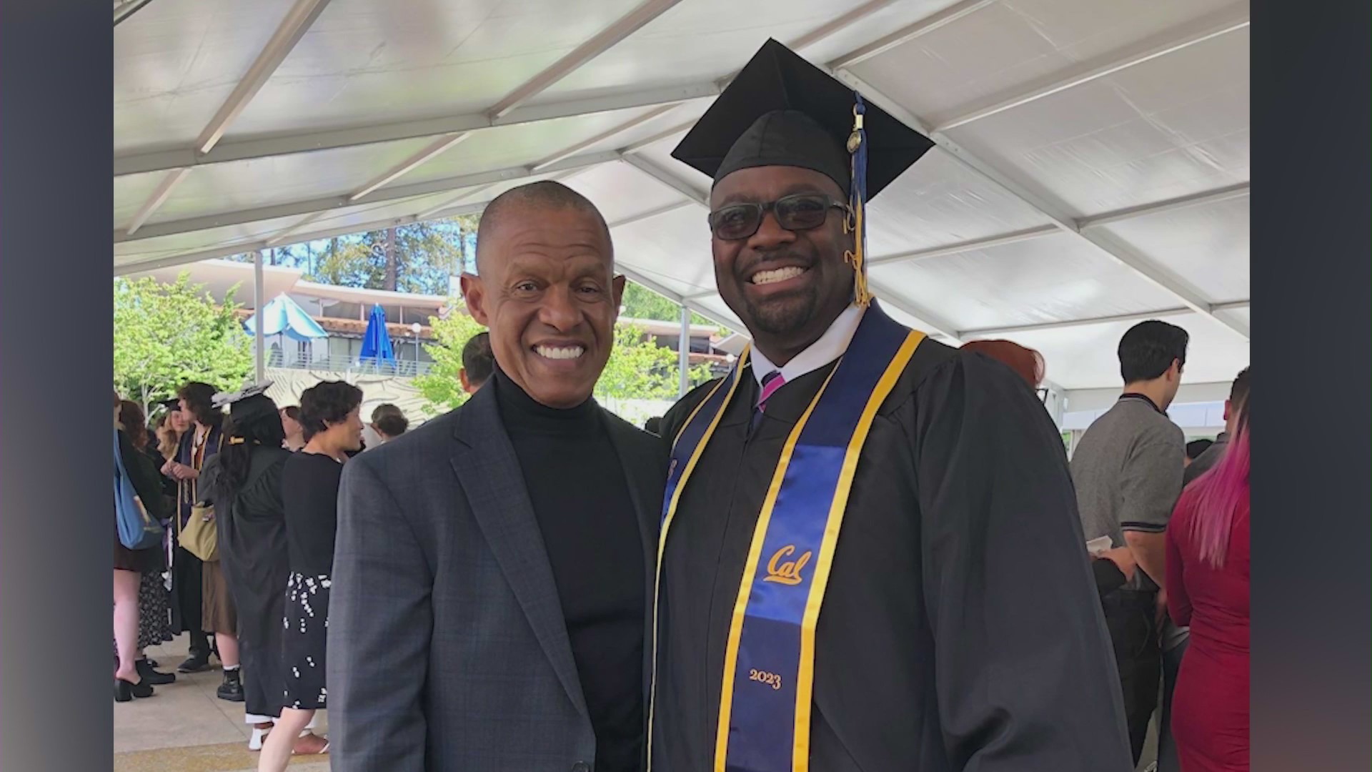 Hatcher Parnell graduating with a sociology degree from UC Berkeley in 2023, nearly 30 years after he first enrolled. (Parnell Family)