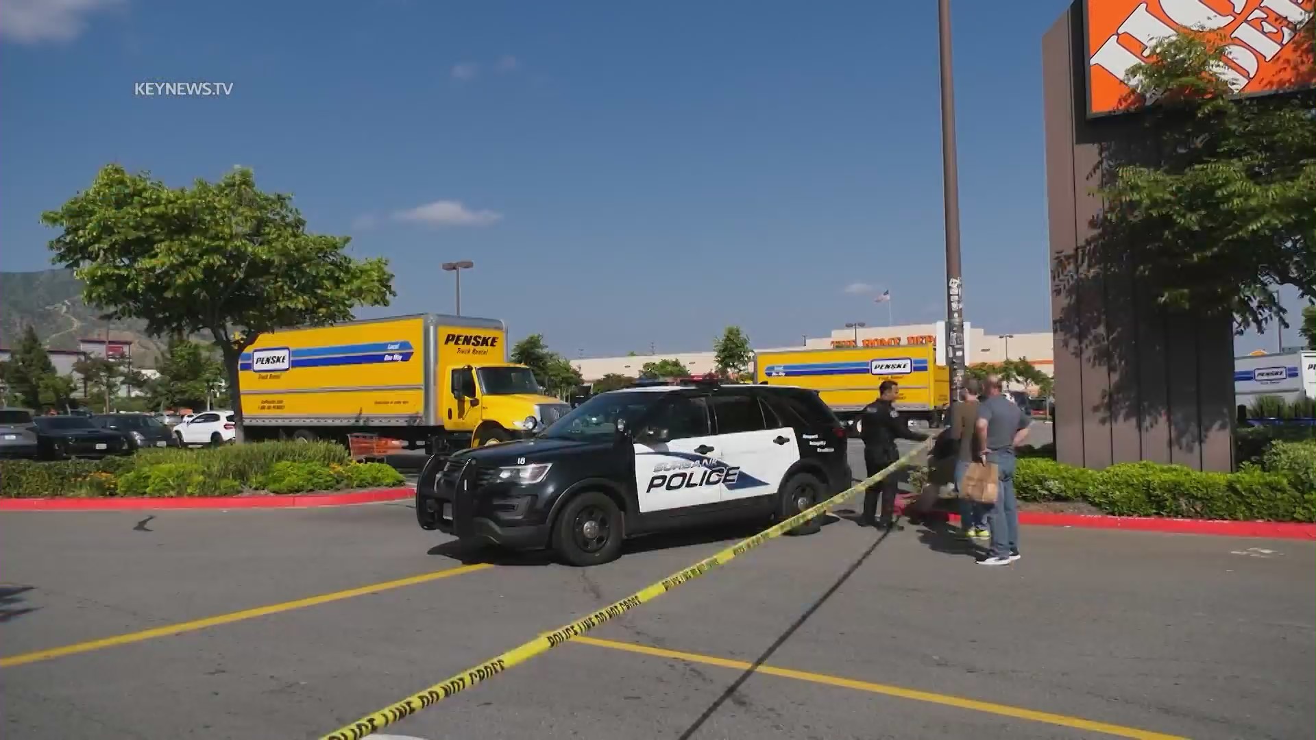 A suspect was shot and killed by officers after he allegedly threatened customers at a Burbank Home Depot on May 27, 2023. (KeyNews)