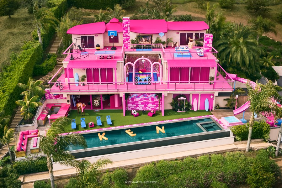 Barbie and Ken's DreamHouse in Malibu is shown in this undated promotional image from Mattel and Airbnb. Two guests will be chosen to stay overnight at the oceanfront mansion ahead of the premiere of the "Barbie" film on July 21, 2023.