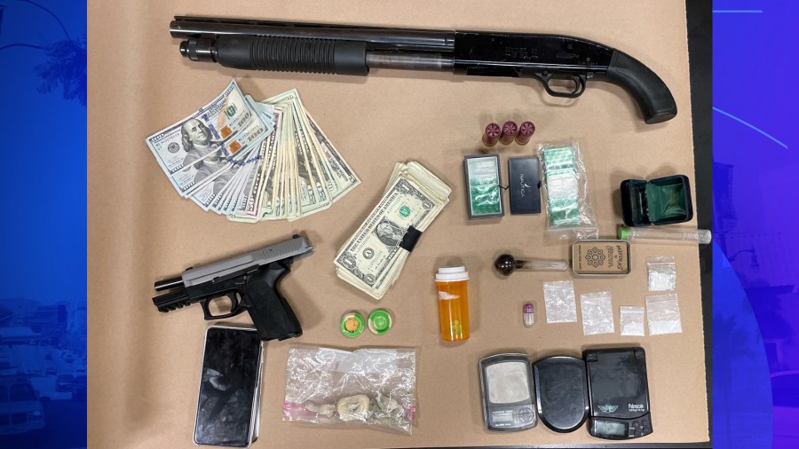 San Bernardino County deputies seized guns, drugs and cash from an alleged fentanyl dealer