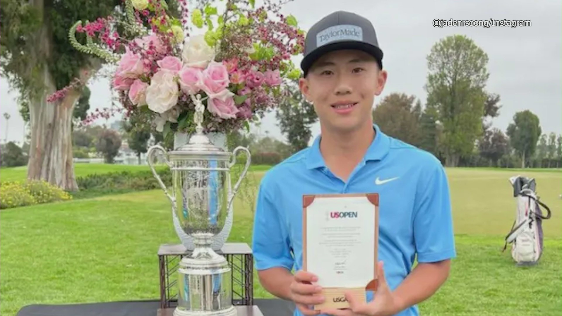 Jaden Soong, shown on May 17, 2023, is competing for a spot in the U.S. Open. (@jadenrsoong on Instagram)