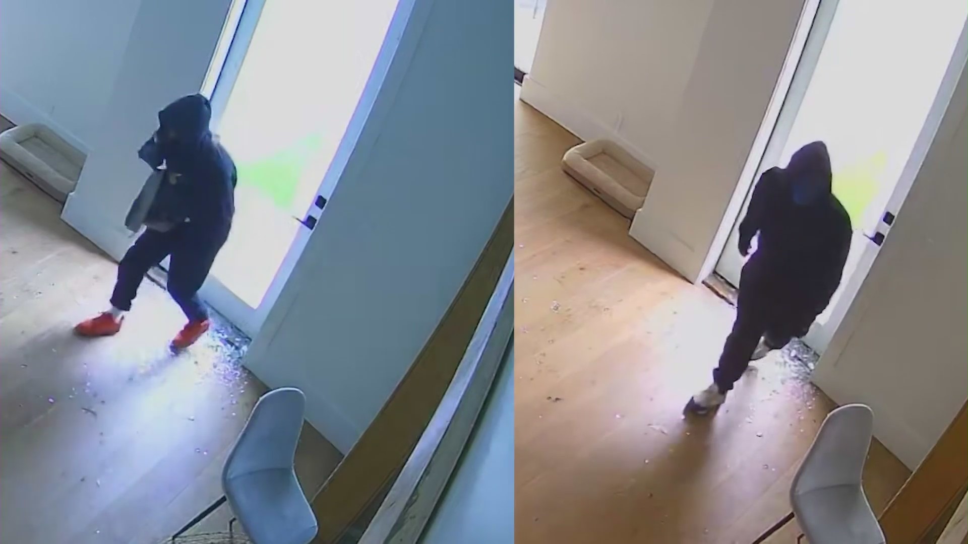 Security video captured thieves breaking into Encino homes amid a rise in reported thefts in the area. (KTLA)