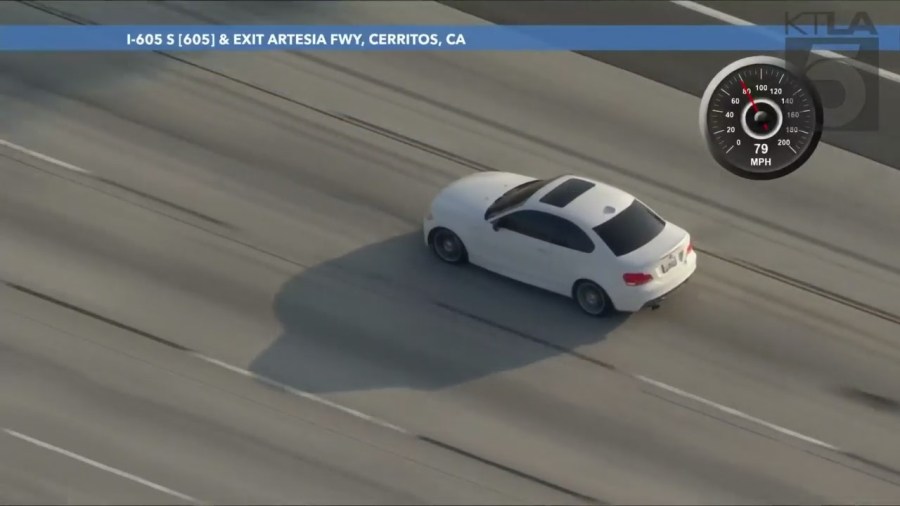 A man wanted for reckless driving was arrested following a high-speed pursuit through Los Angeles County on June 13, 2023. (KTLA)