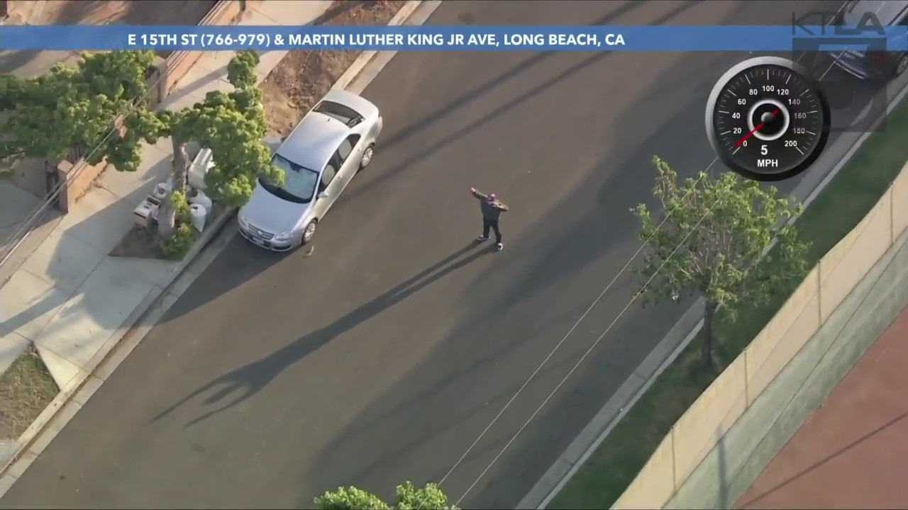 A man wanted for reckless driving was arrested following a high-speed pursuit through Los Angeles County on June 13, 2023. (KTLA)