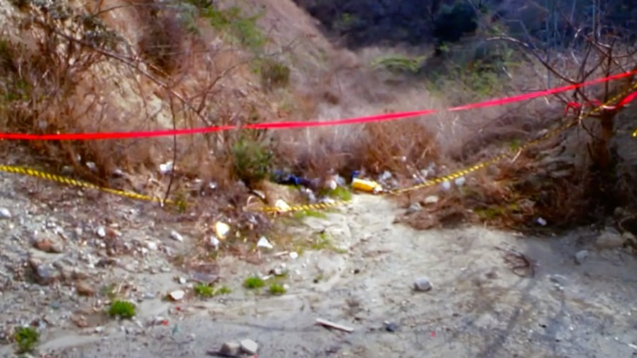 The scene of Juana Rosas-Zagal's is shown in an image provided by the Riverside County District Attorney's Office. 