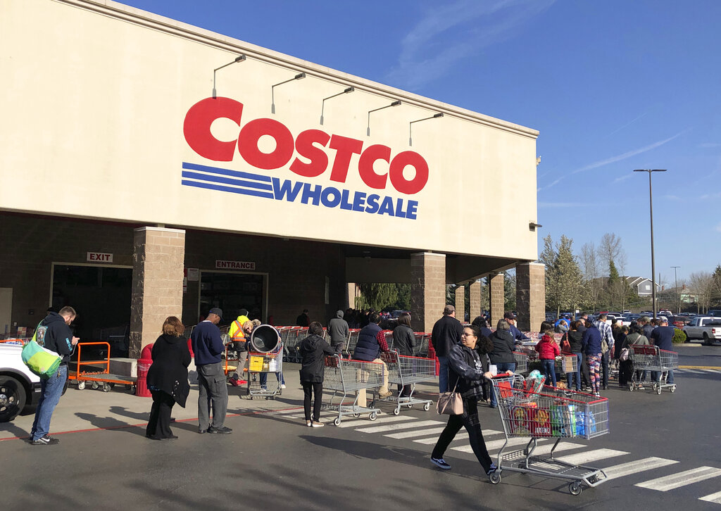 Costco shoppers outside store