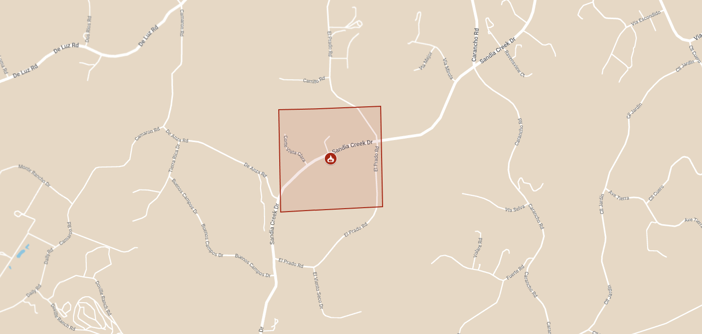 Sandia Fire evacuation map