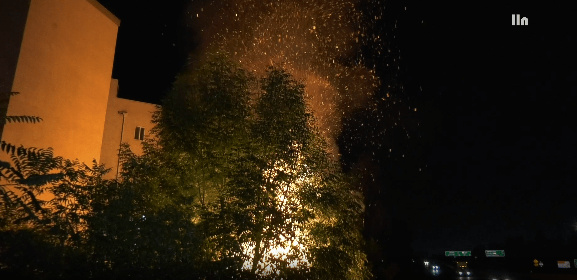 Trees burn near Studio City apartments