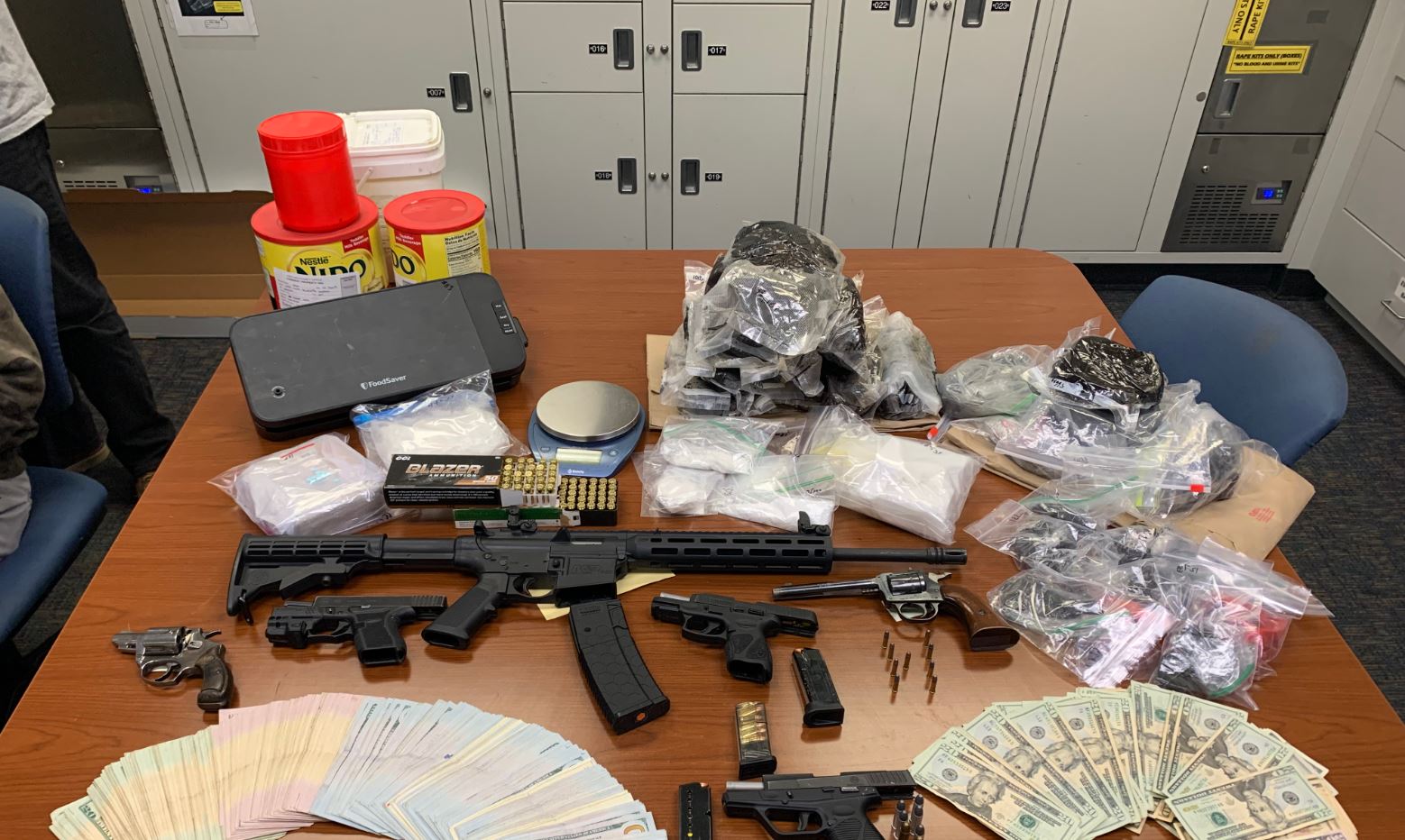 Two Long Beach men were arrested after authorities discovered a cache of illegal narcotics worth over $1.5 million dollars including fentanyl, heroin and methamphetamine.