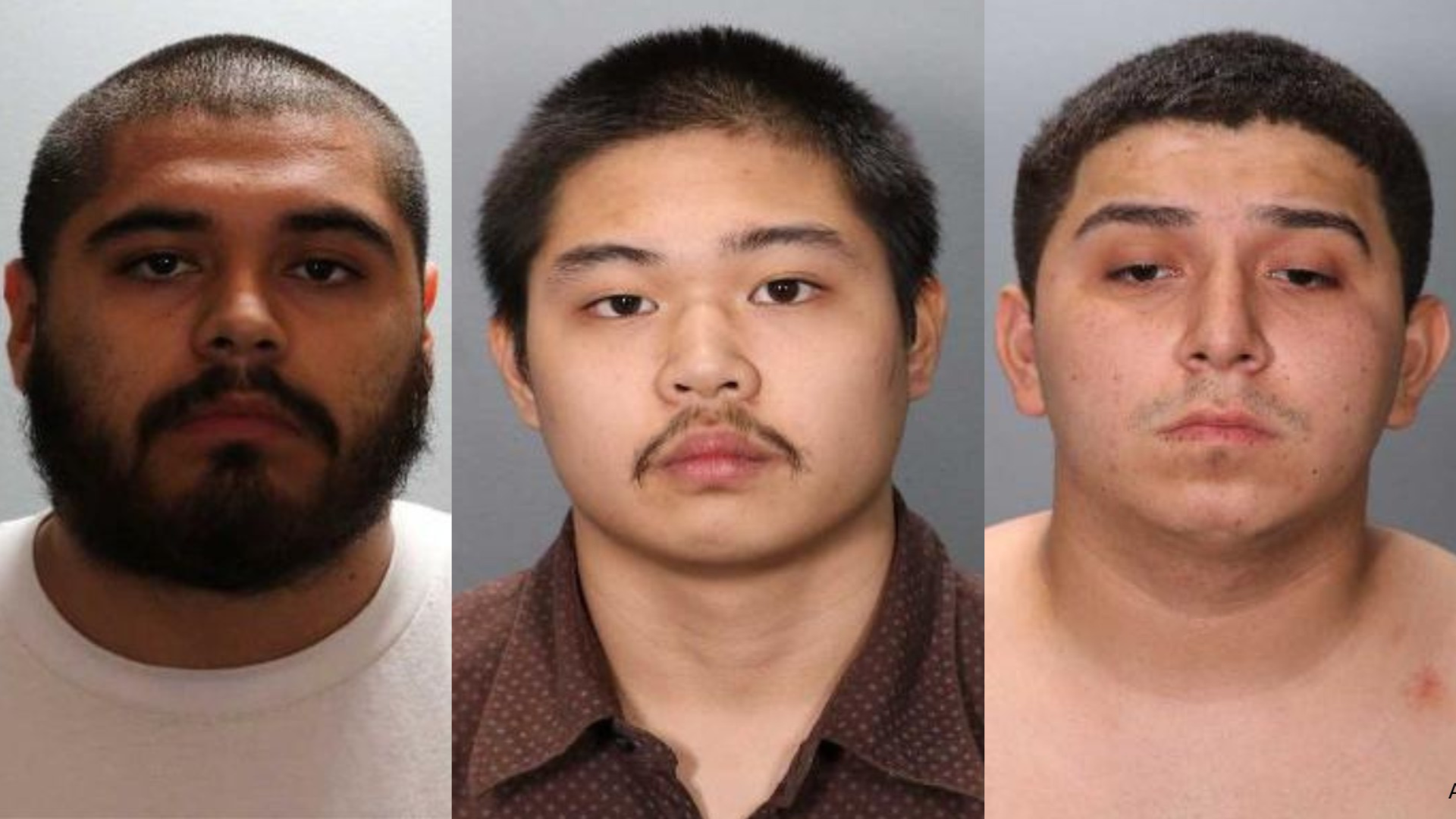 Shooting suspects (from left) Damian Mayorga, Henry Diep Le, and Adrian Castaneda are seen in photos released by the Orange County Sheriff’s Department on July 6, 2023.