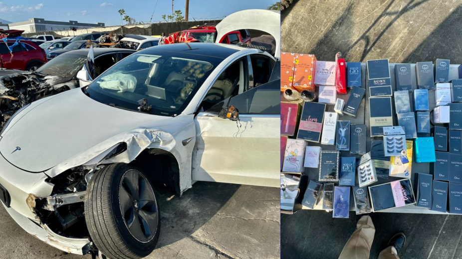 Four robbery suspects in a Tesla were arrested after a high-speed pursuit in San Bernardino County on July 5, 2023.