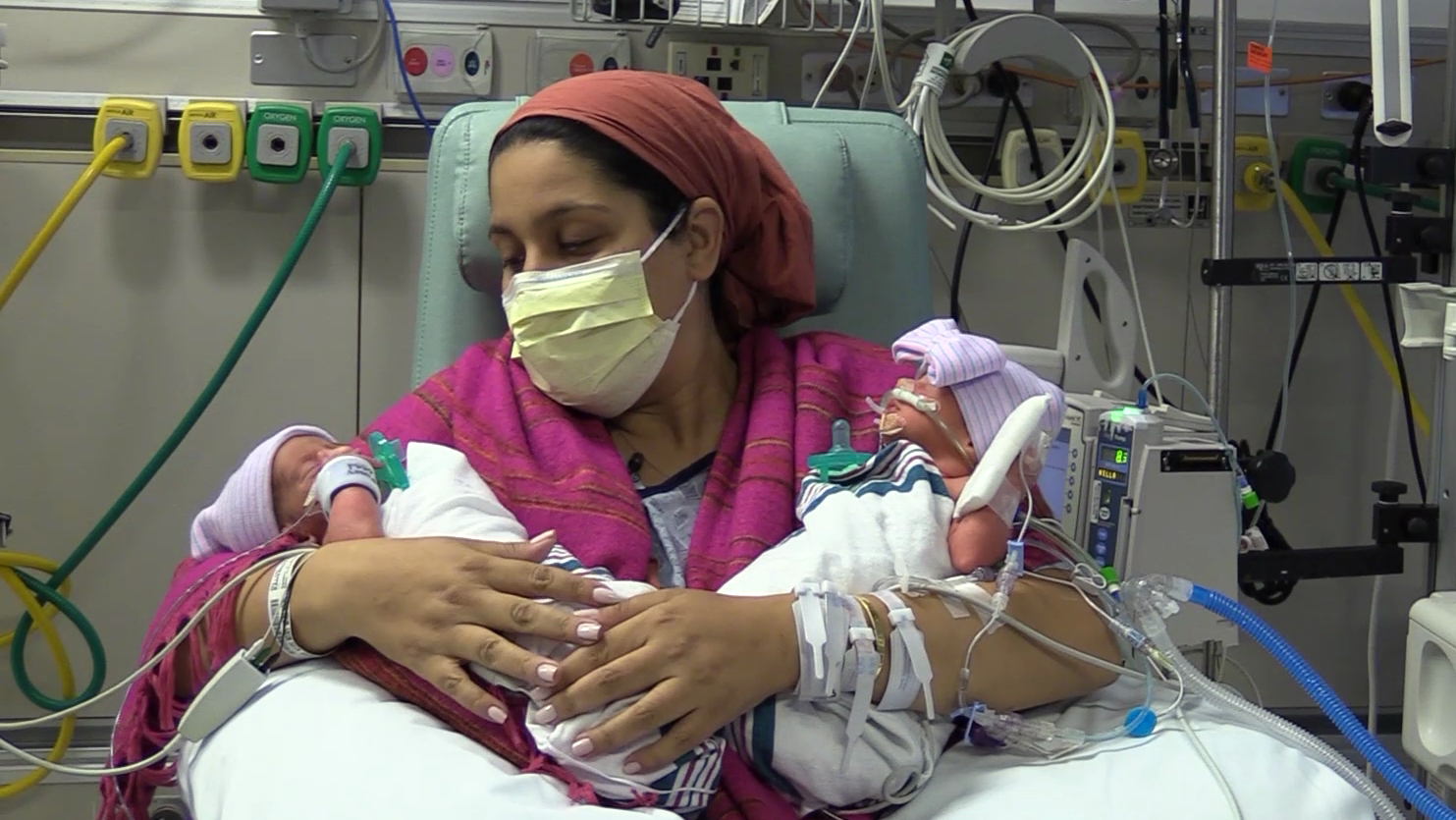 Sara Kahengutovich gave birth to two girls and two boys at Cedars-Sinai in Los Angeles on July 4, 2023. (Cedars-Sinai Medical Center)