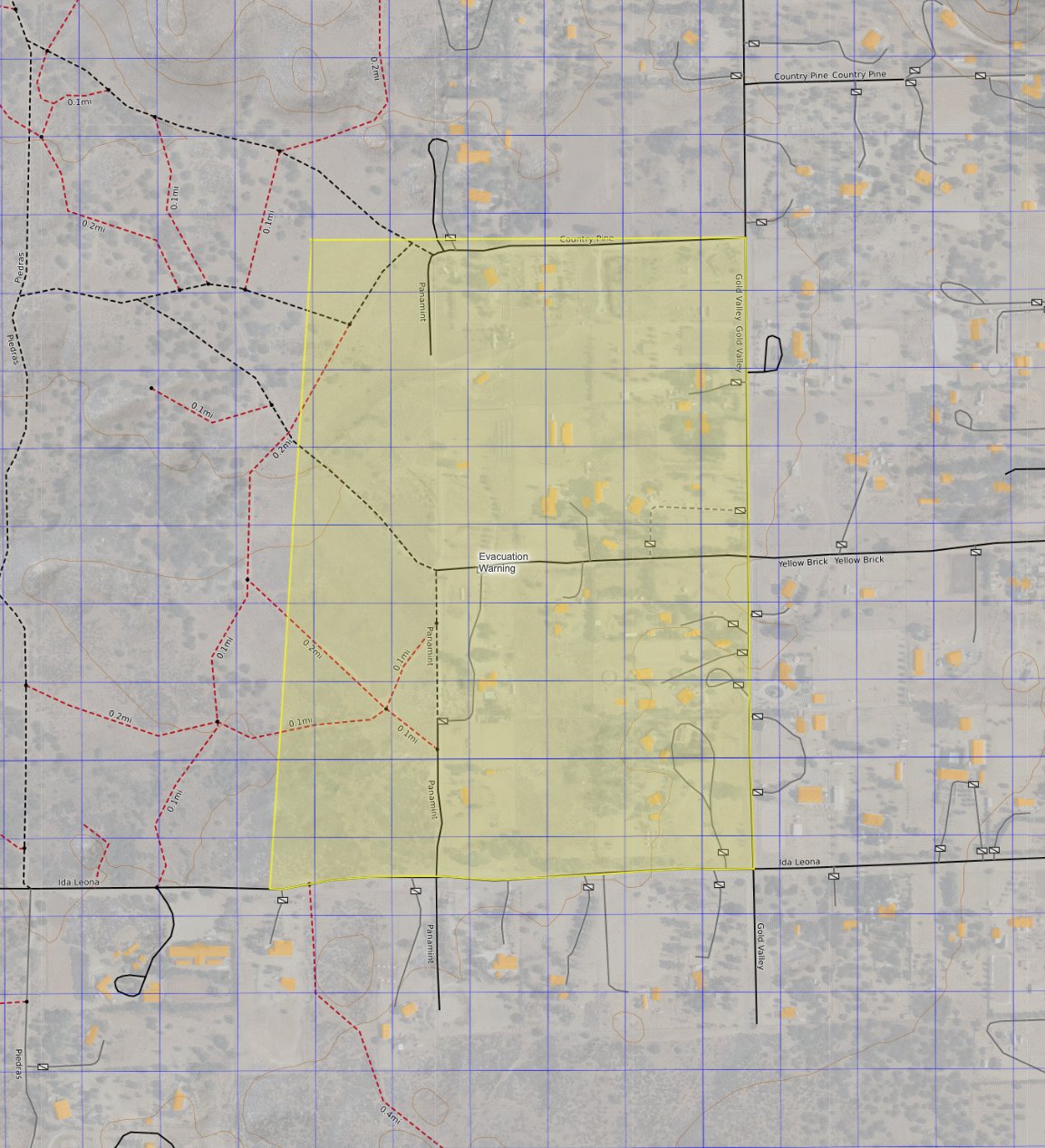 Evacuation warning map area for the Gavilan Fire. (CAL FIRE/Riverside County Fire Department)