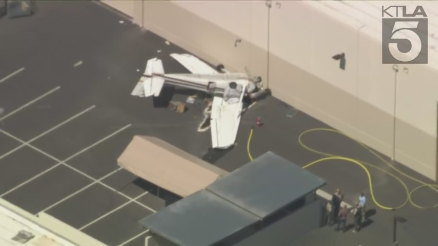 One person died and several others were hurt after a plane went down near the French Valley Airport near Murrieta on July 4, 2023. (KTLA)