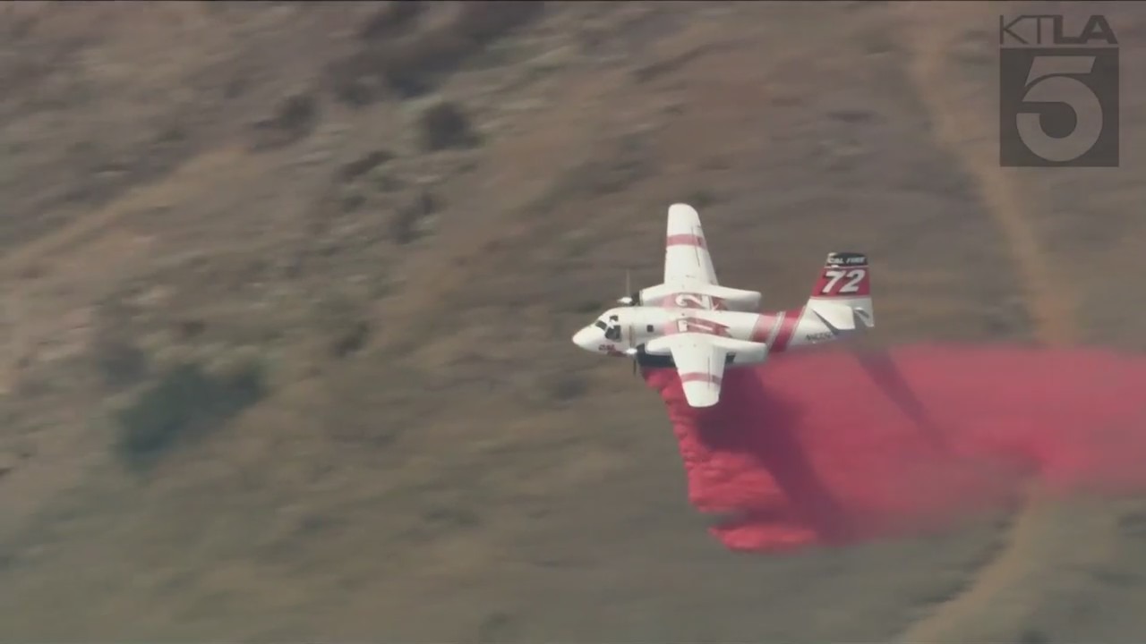 The fast-moving “Oak Fire” erupted in Jurupa Valley in Riverside County on July 19, 2023. (KTLA)