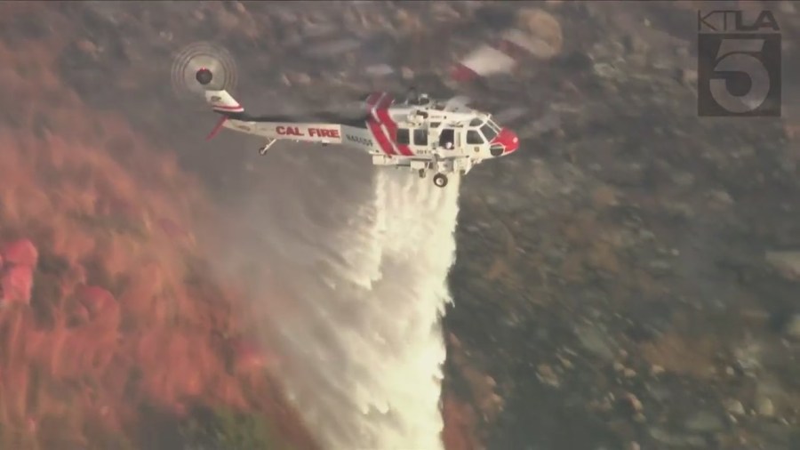 The Gavilan Fire forces evacuations in Riverside County on July 15, 2023. (KTLA)