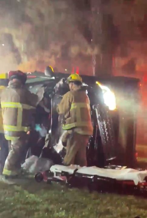 Four people were hospitalized in critical condition after a high-speed crash in Woodland Hills on July 8 2023. (Citizen)