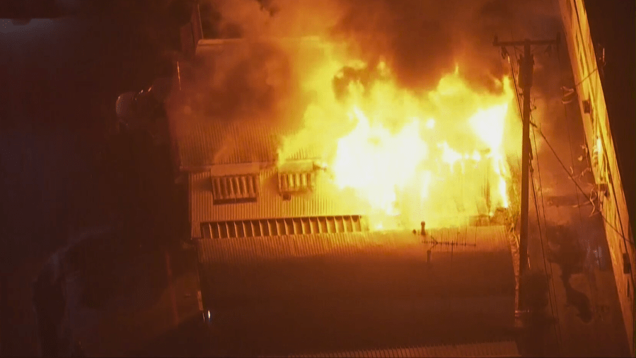 Firefighters respond to a blaze in Gardena.