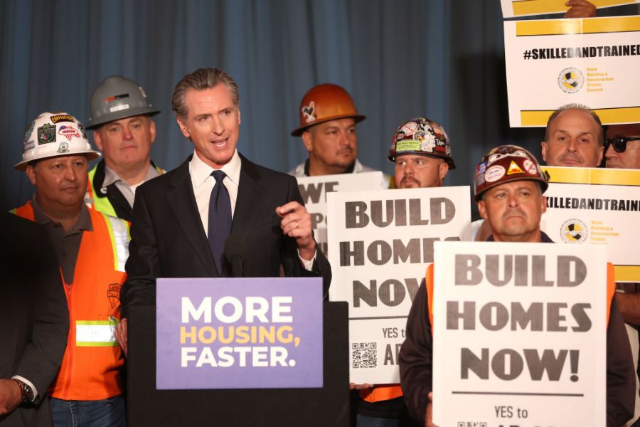 Gov. Gavin Newsom speaks during a press conference on September 28, 2022 in San Francisco, after signing two bills into law that are aimed at helping with the housing crisis in the state. (Getty Images)