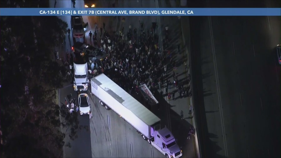 Protest on 134 Fwy in Glendale