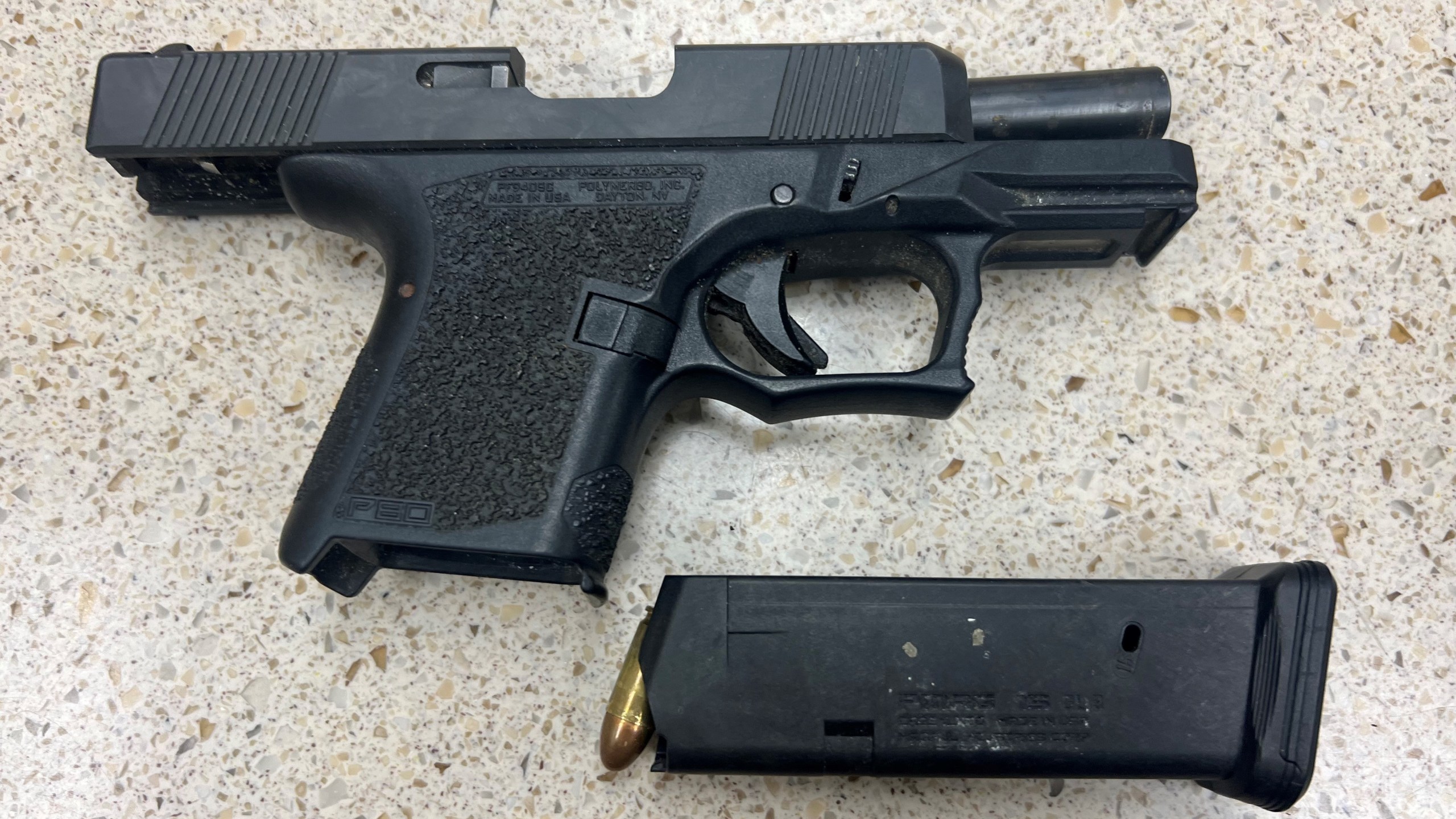 The San Bernardino County Sheriff's Department said a deputy found this unserialized gun during a traffic stop on Aug. 6, 2023. (SBSD)