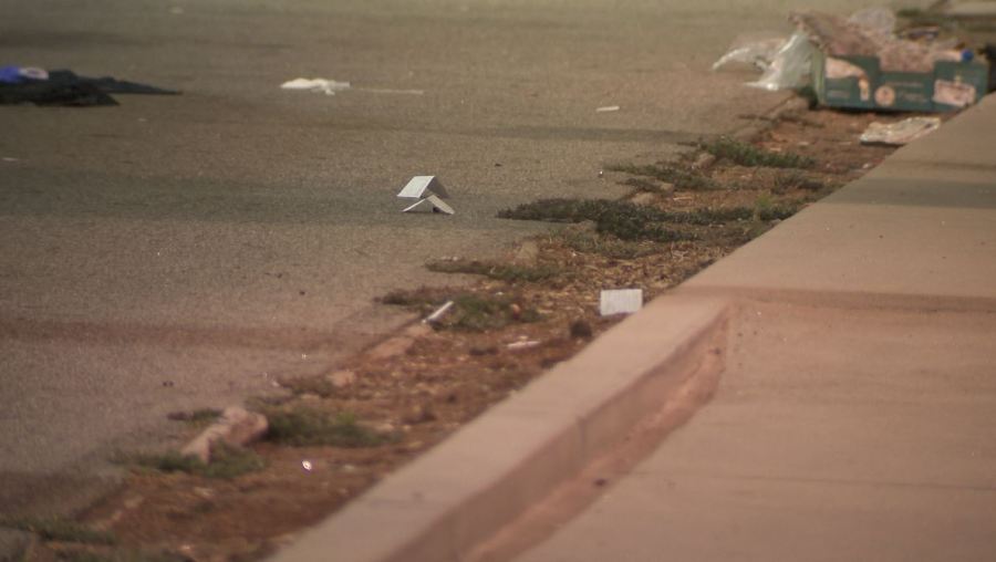 One person was killed and another hospitalized after a deadly shooting at a Metro bus station in Tarzana on August 4, 2023. (KTLA)