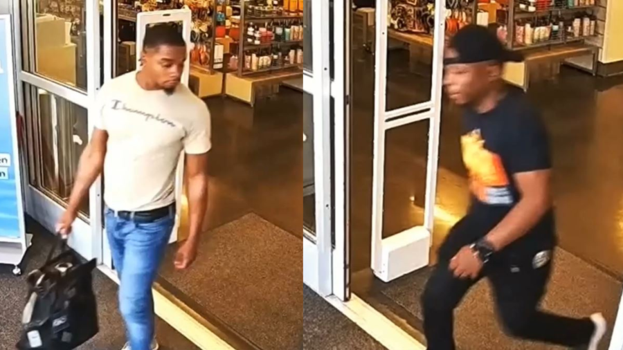 Security video two men wanted for theft at a Nordstrom Rack in Riverside on Aug. 14, 2023. (Riverside Police Department)