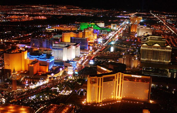 The strip on Las Vegas Boulevard is seen on May 30, 2002 in Las Vegas, Nevada. (Photo by Robert Mora/Getty Images)