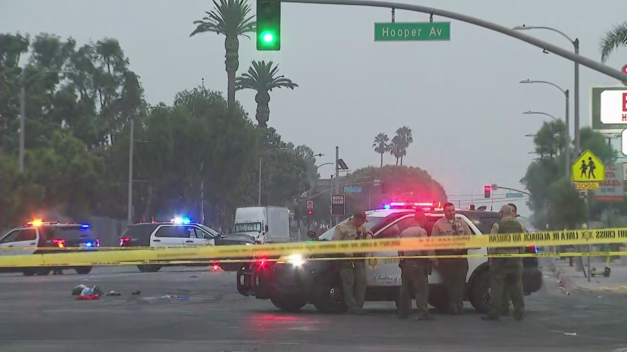 Authorities investigate a shooting in South Los Angeles.