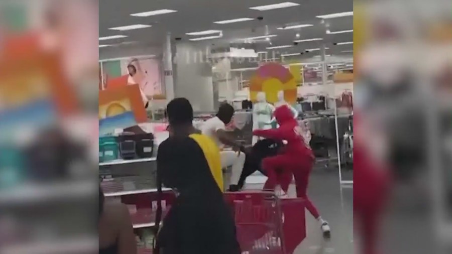 Video captured the moment a violent brawl broke out in a Target store in Redlands on August 14, 2023.