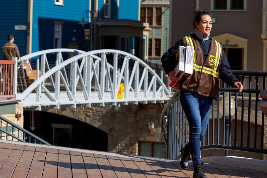 UPS worker delivering packages. (United Parcel Service)