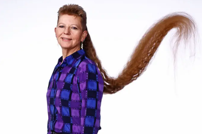 Tami Manis shows off her world-record mullet in an undated photo. (Wade Payne/Guinness World Records)