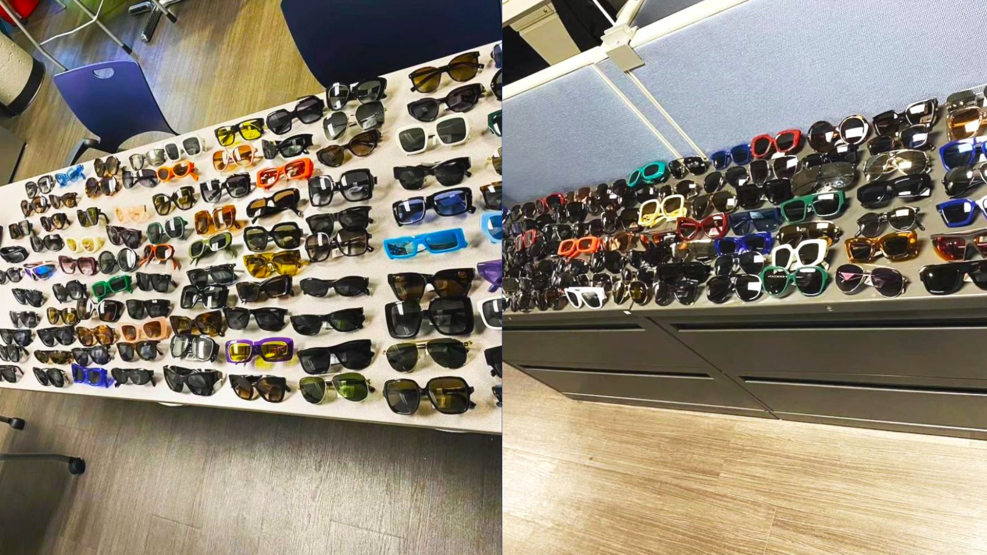 Two suspects were arrested after allegedly stealing around $25,000 worth of designer sunglasses from a shopping mall in Downey on Sept. 8, 2023. (Downey Police Department)