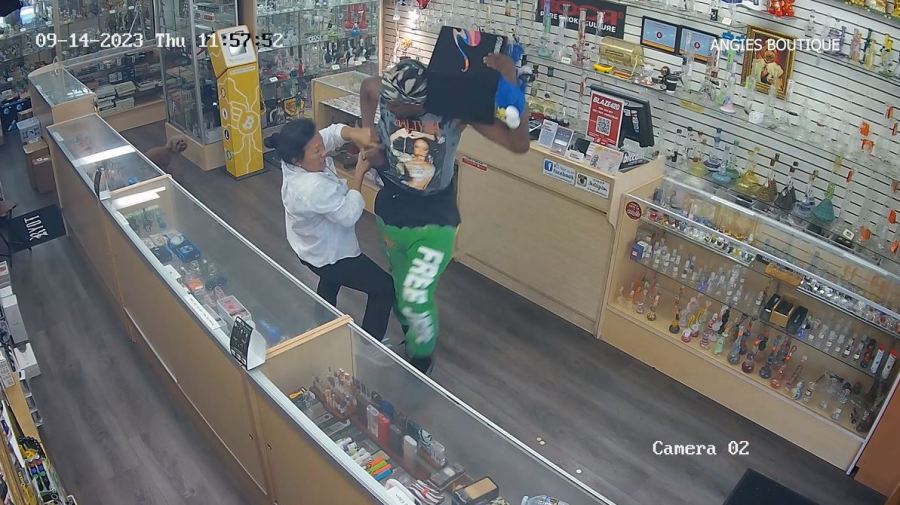 Suspect seen on security camera ransacking a Chinatown shop while brutally attacking an elderly woman on Sept. 14, 2023. (Angies Boutique)