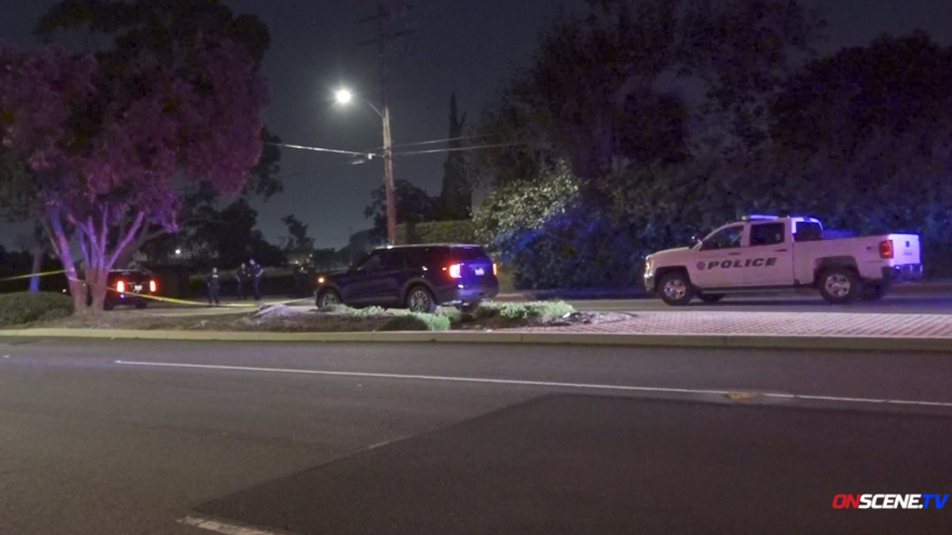 Huntington Beach police investigate the scene of a fatal hit-and-run crash involving a bicyclist on Sept. 10, 2023. (OnScene.TV)