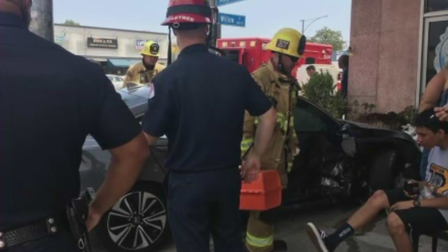 Security video captured a car violently crashing into Long Beach antique shop, Magnolia and Willow, on July 4, 2023. (Magnolia and Willow)