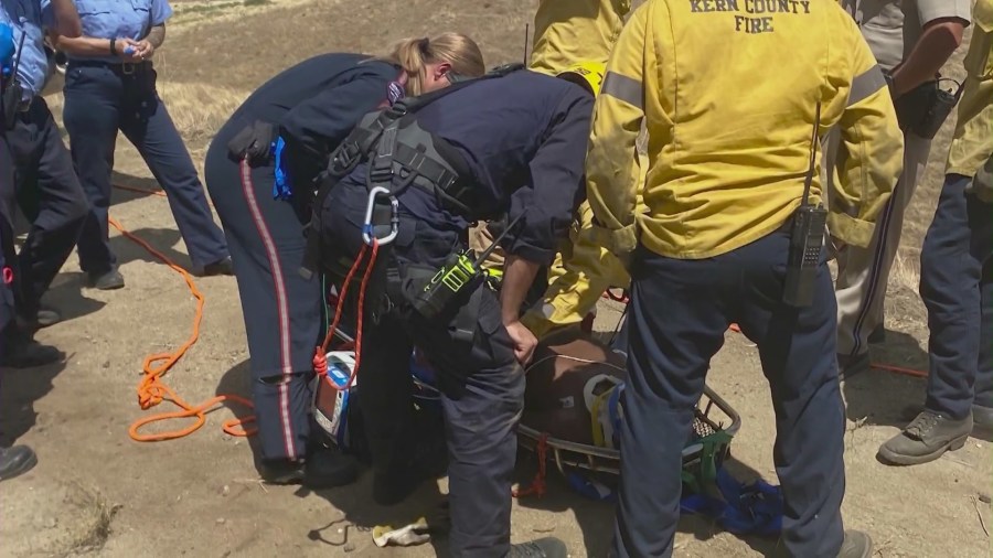 A Southern California man who crashed his truck into a steep ravine recalls the terrifying ordeal and miraculously surviving five days without food or water on Aug. 29, 2023. (Kern County Fire Department)