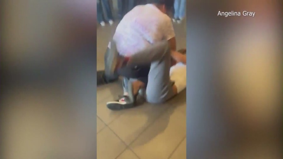 Video of 13-year-old Kassidy Jones getting beaten by an unknown woman inside a Harbor City McDonald's on Sept. 6, 2023. (Angelina Gray)