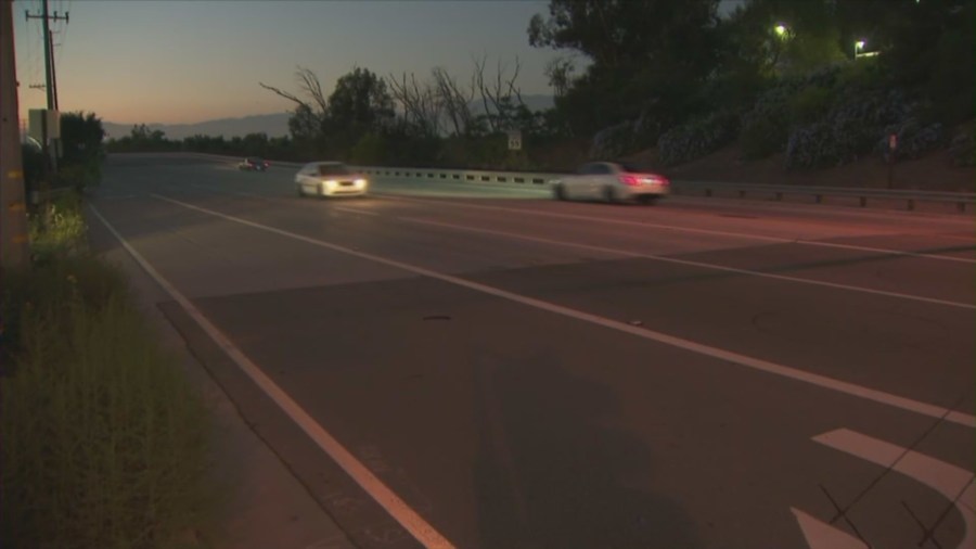 The dangerous stretch of River Road in Norco where Alvaro Cortez’s was struck by a hit-and-run driver. (KTLA)