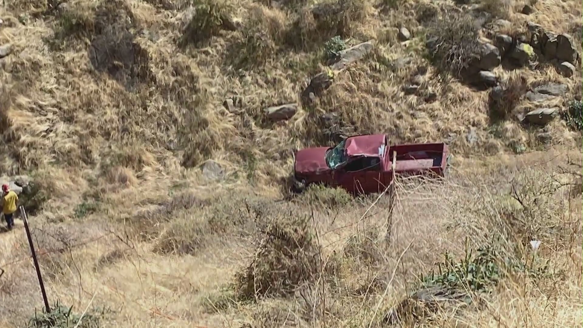 A Southern California man who crashed his truck into a steep ravine recalls the terrifying ordeal and miraculously surviving five days without food or water on Aug. 29, 2023. (Kern County Fire Department)