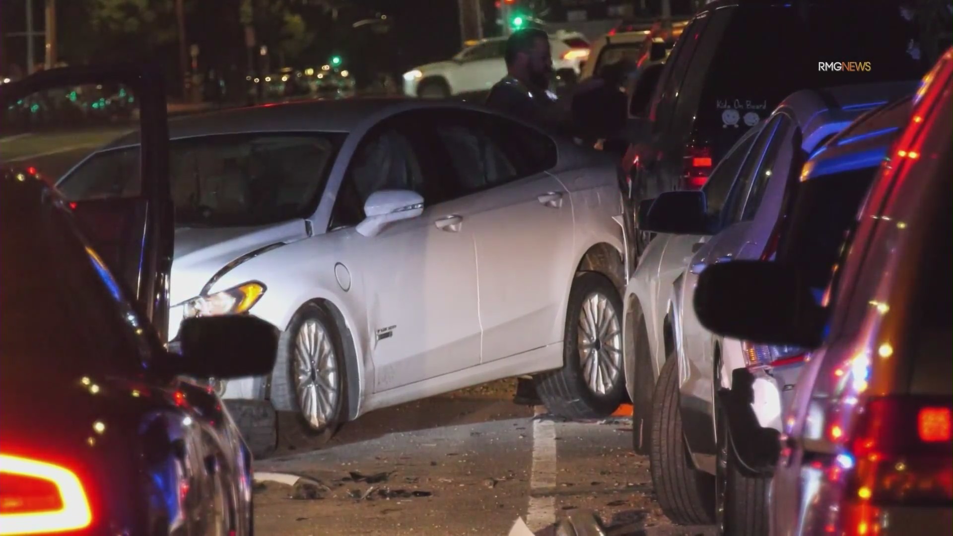 The crash scene where 87-year-old Aurora Reynozo was struck and killed by an alleged drunk driver in Sylmar on Sept. 7, 2023. (RMG)