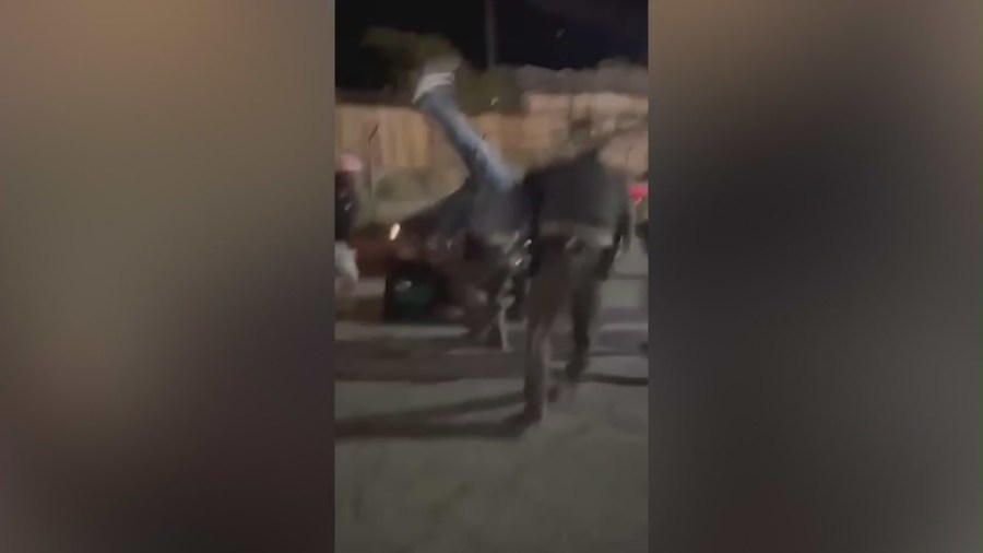 A teen girl is hospitalized after being thrown to the ground by a sheriff’s deputy during a violent brawl at Victor Valley High School on Sept. 22, 2023.