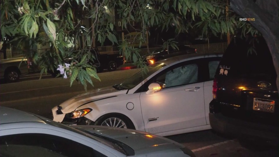 The crash scene where 87-year-old Aurora Reynozo was struck and killed by an alleged drunk driver in Sylmar on Sept. 7, 2023. (RMG)