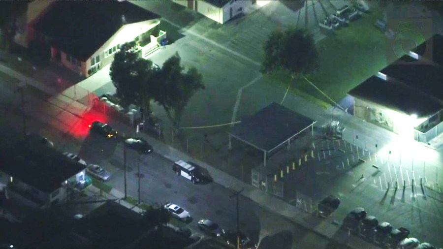 Police are investigating after a man died during a confrontation while attempting to enter a Long Beach school on Sept. 19, 2023. (KTLA)