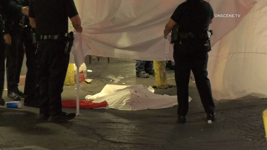 One person was killed and another was hospitalized after a shooting in South Los Angeles on Sept. 15, 2023. (OnScene.TV)