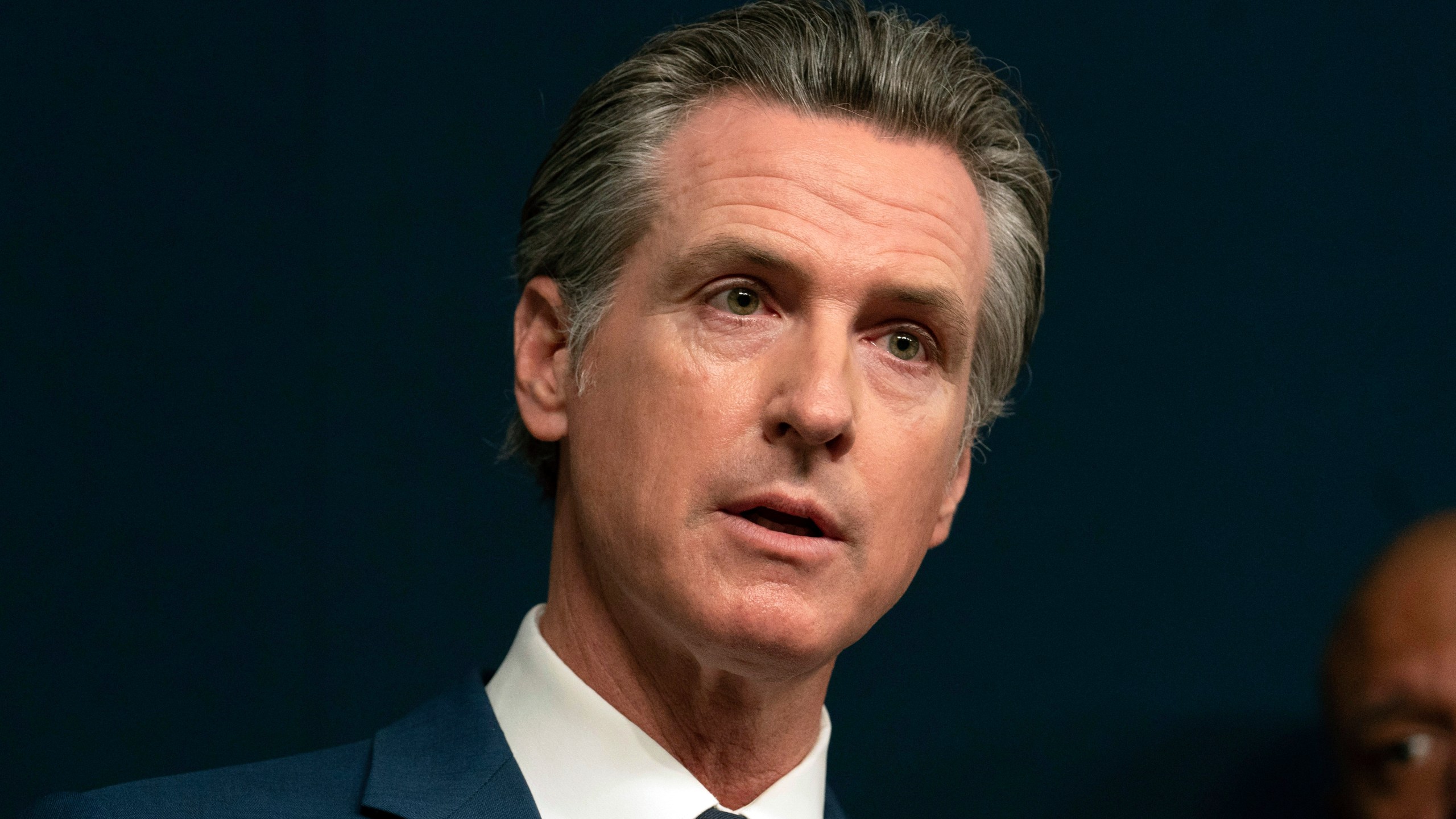 FILE - California Gov. Gavin Newsom speaks during a news conference in Sacramento, Calif., Tuesday Sept, 26, 2023. (AP Photo/Rich Pedroncelli, File)