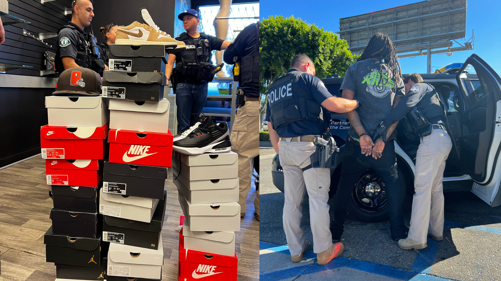 A suspect was arrested for allegedly selling thousands of dollars worth of stolen sneakers and clothing in Irvine on Oct. 5, 2023. (Irvine Police Department)