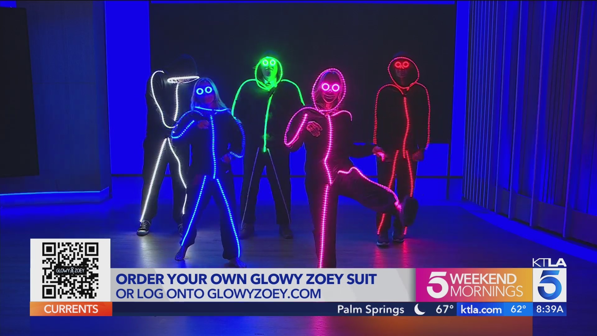 Glowy Zoey suits light up KTLA Weekend Morning News