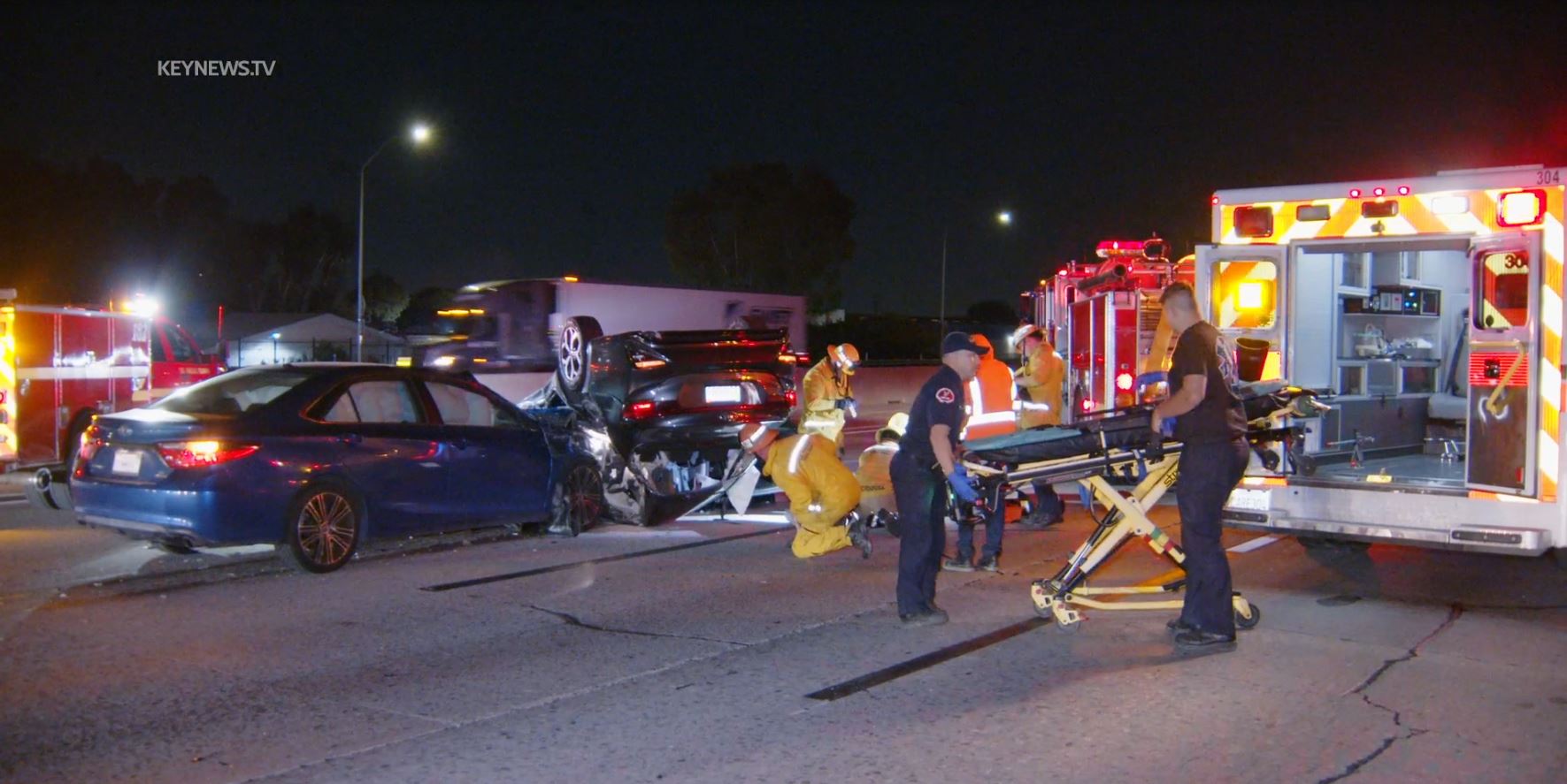 A multi-vehicle crash left a mother dead and her two children hospitalized in Pomona on Oct. 4, 2023. (KeyNews)