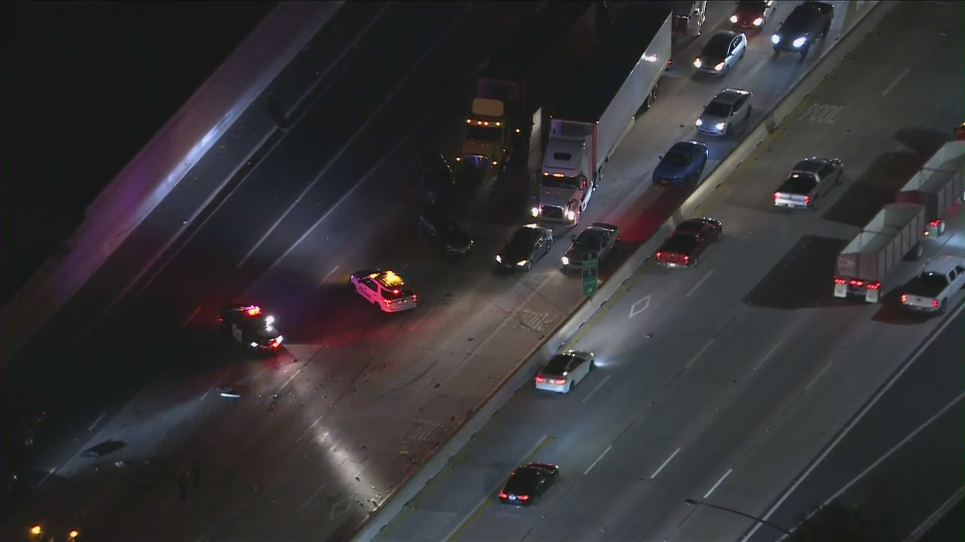 Multi-vehicle crash involving wrong way driver stops all traffic on 405 Freeway